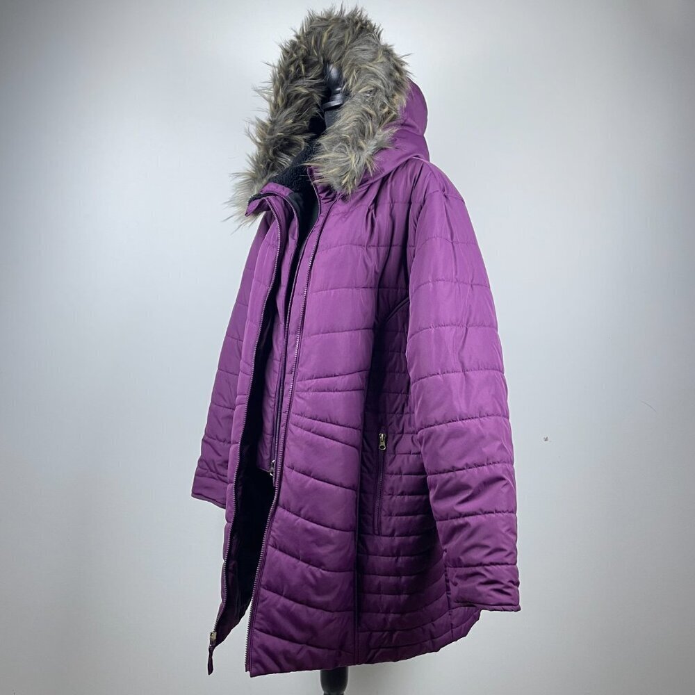 Ashley Stewart Burgundy Winter Coat Size 18/20 - Picture 3 of 8